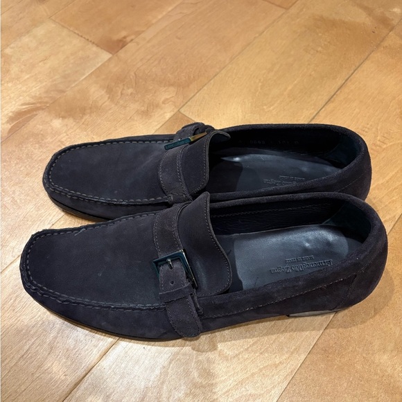 Ermenegildo ZEGNA men’s loafer shoes suede brown sz 10.5 D buckle